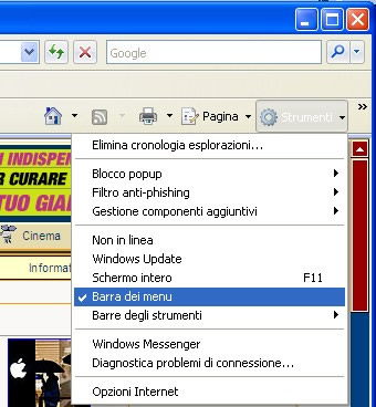 Attivare la barra di menù
